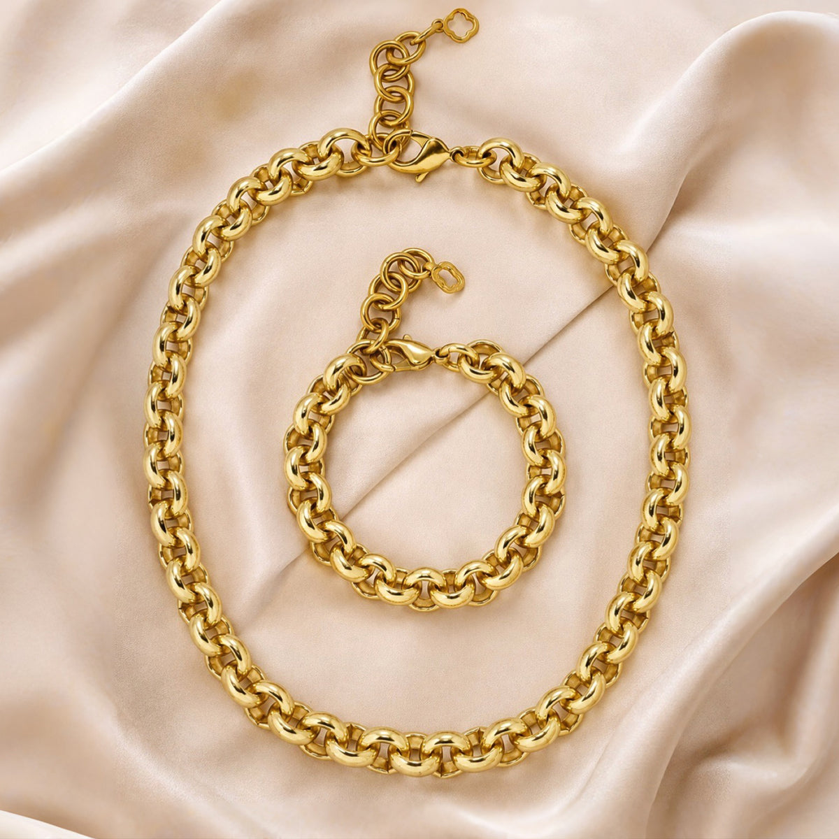 Schmuck Set’s - Elegantes Schmuck - Set aus massiven Rollogliedern - Gold - KA311go - Beau Soleil Jewelry