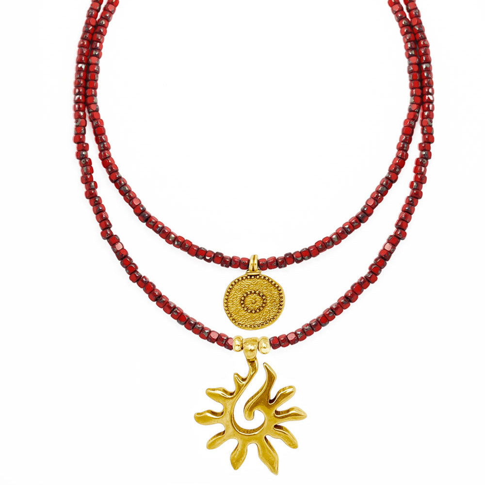 Halsketten Set Damen mit Sonnenanhänger und Münzanhänger