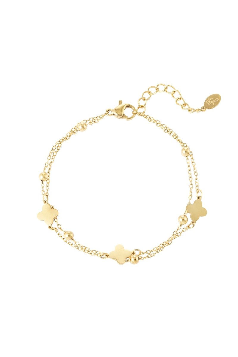 Armbänder - Kleeblatt - Armband, zweireihig - Gold - Beau Soleil Jewelry