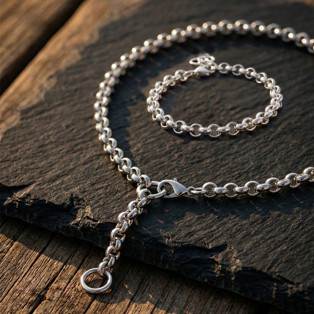 Schmuckset Damen mit Rolo Gliederkette und Armband