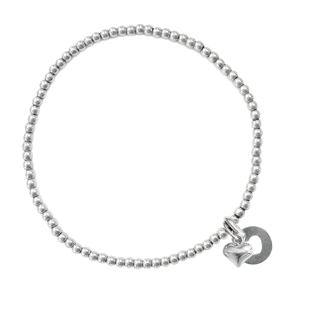 925 Silber Armband Herz & Münze
