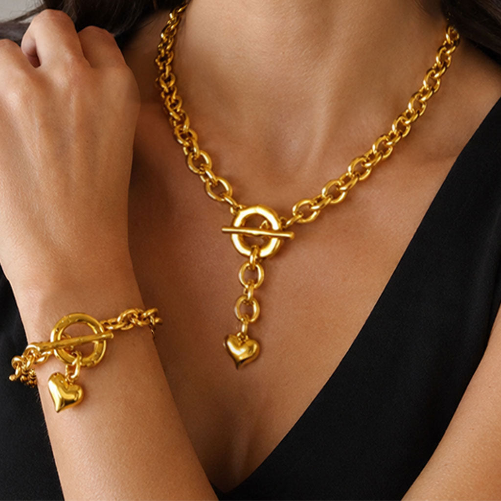 Statement Gliederarmband Damen mit Herzanhänger
