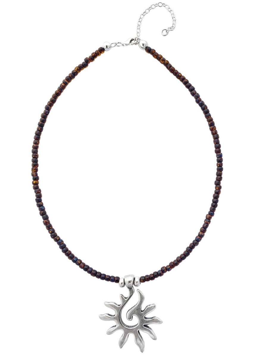 Schmuck - Halskette - Sonnen-Anhänger - Perlen-Kette - Kette Collier Café y Sol K516 - Silber - Beau Soleil Jewelry