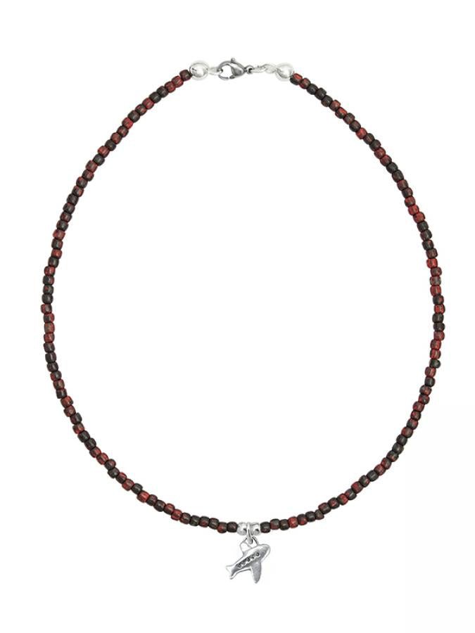 Ketten - 925 Silber Kette bernsteinfarbig Flugzeug Anhänger - Granatrot - K501_plane_kette-granat-1 - Beau Soleil Jewelry