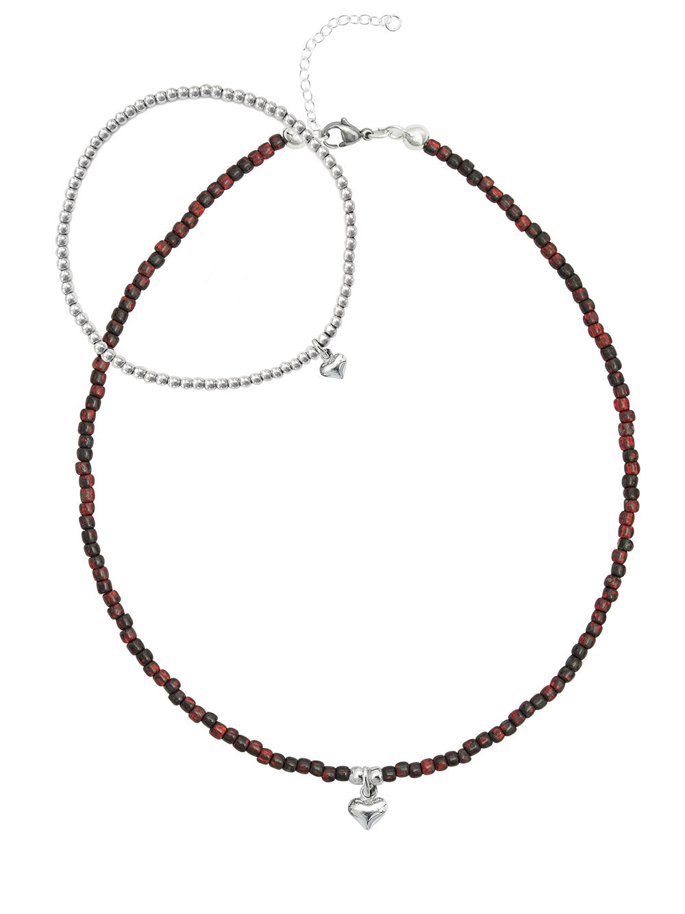 925 Silber Halskette Set Collier & Armband mit Herz