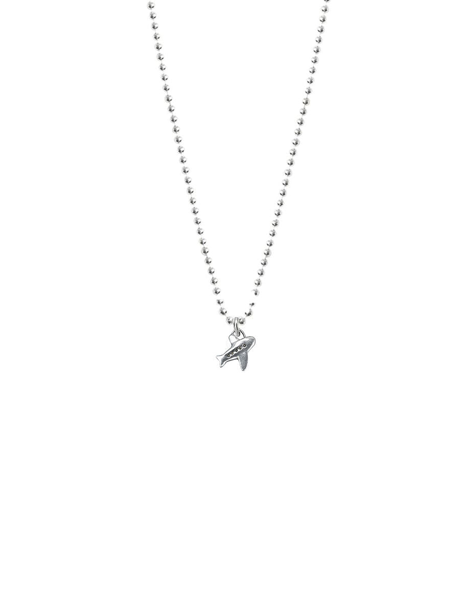 925 Silber Kugelkette mit Flugzeug Anhänger