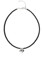 Ketten - Halskette mit Herzanhänger und Glasperlen - Schwarz - Beau Soleil Jewelry