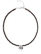 Ketten - Halskette mit Herzanhänger und Glasperlen - Smoked - Topaz - Beau Soleil Jewelry