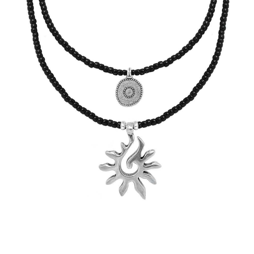 Halsketten Set Damen mit Sonnenanhänger und Münzanhänger