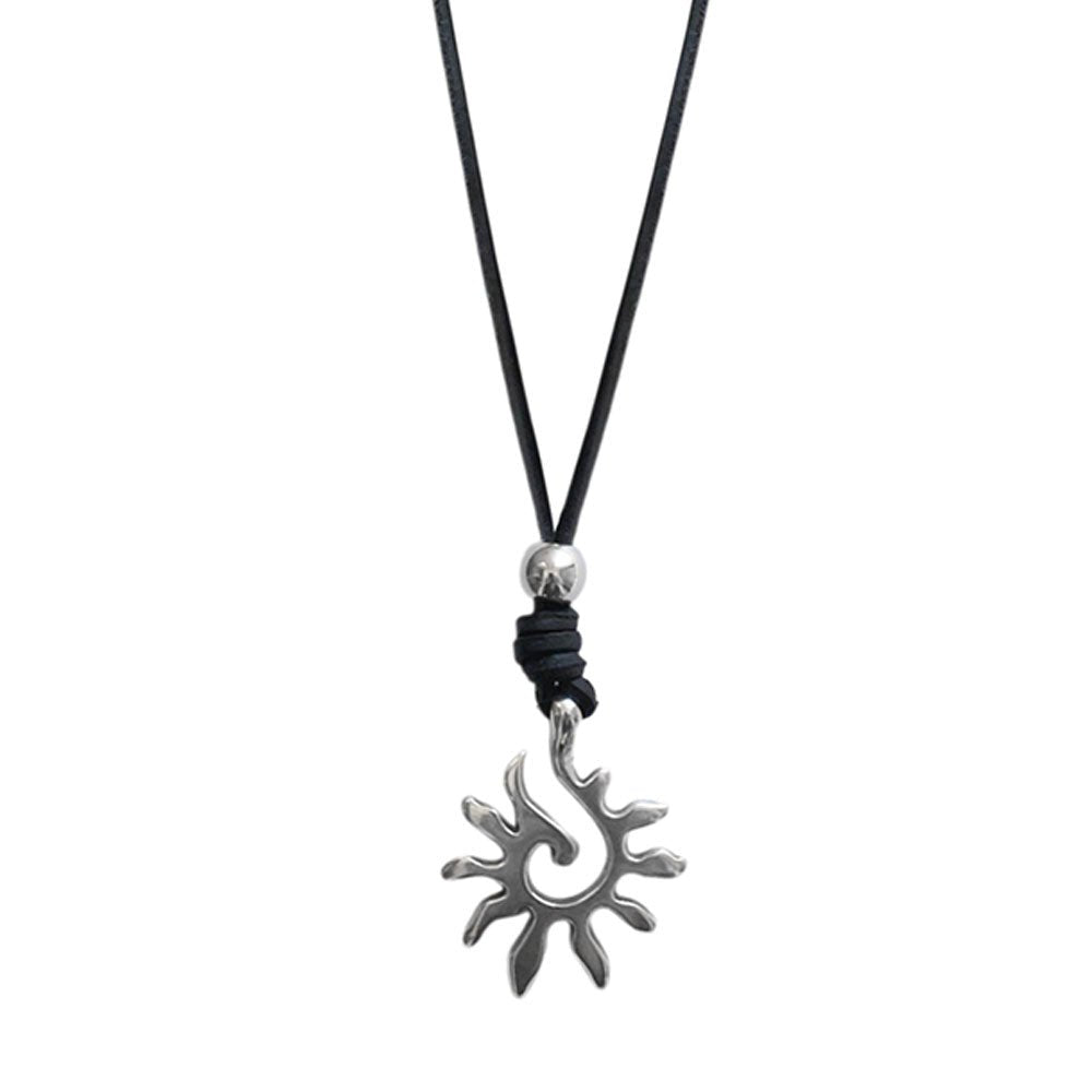 Ketten - Lederkette mit Anhänger Sonne individuell tragbar - Braun - K255 - 1 - Beau Soleil Jewelry