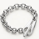 Massives versilbertes Rolo-Armband mit großem Knebelverschluss – A316