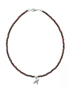 Ketten - 925 Silber Kette bernsteinfarbig Flugzeug Anhänger - Granatrot - K501_plane_kette-granat-1 - Beau Soleil Jewelry