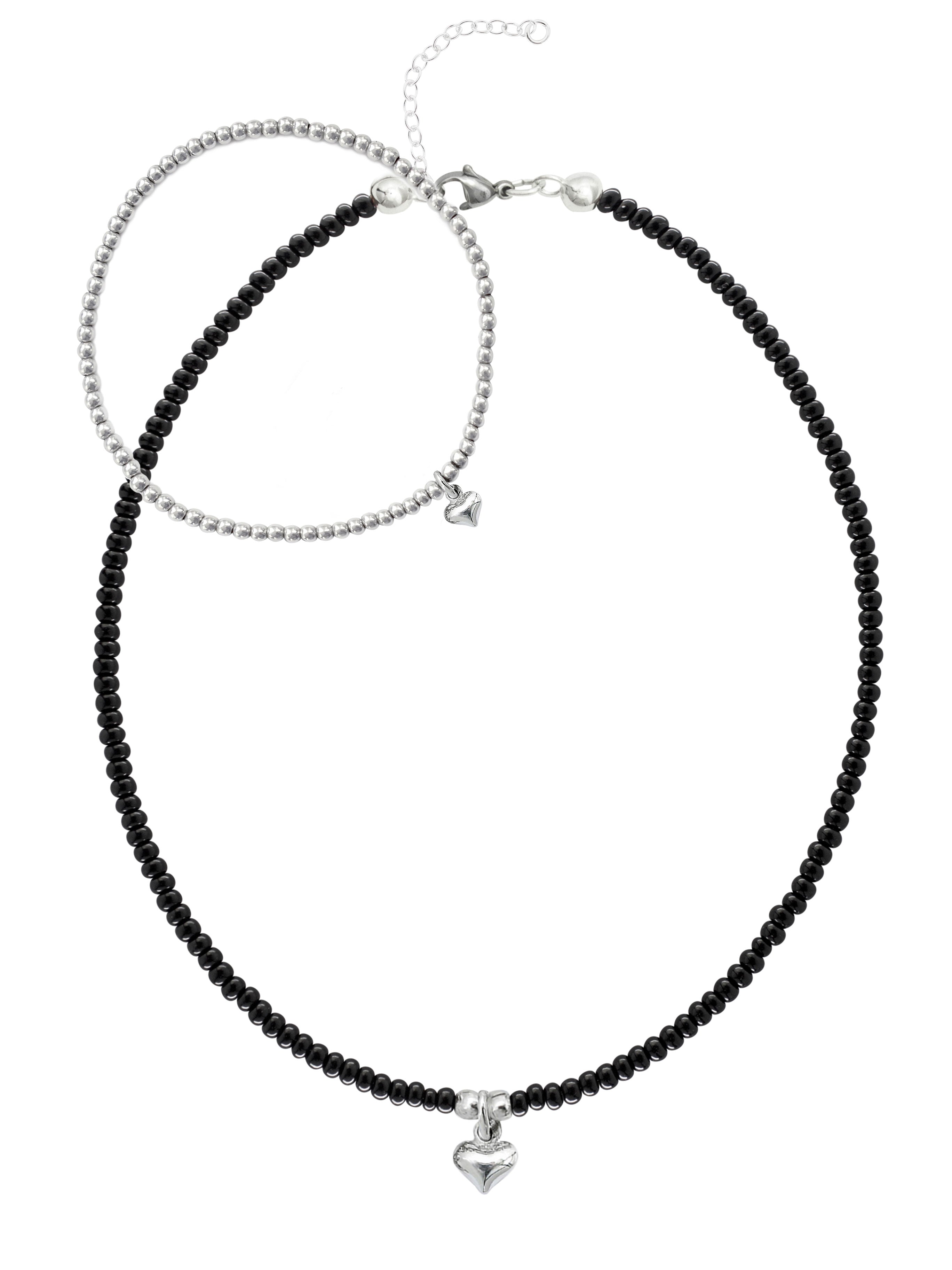 925 Silber Halskette Set Collier & Armband mit Herz