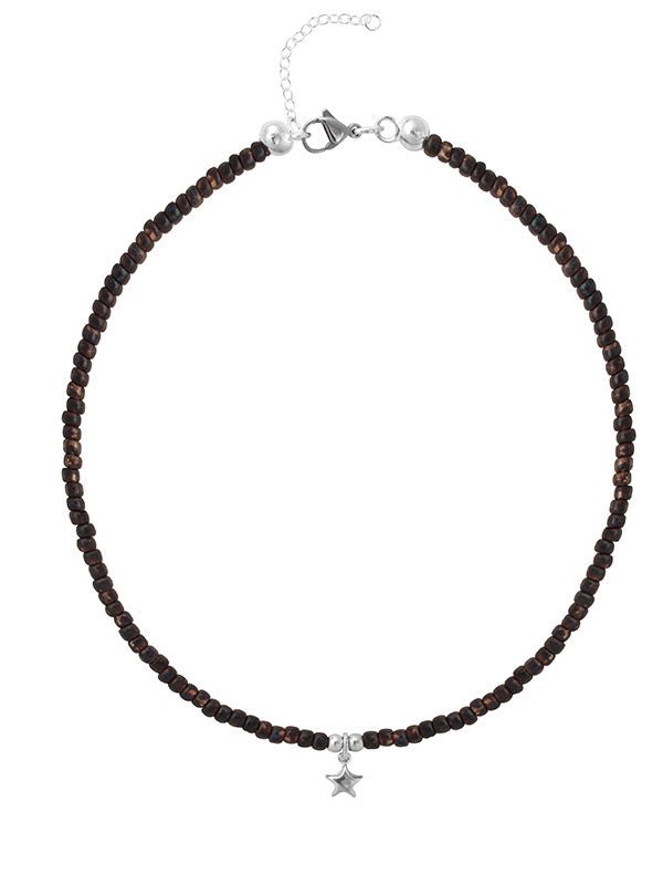 Ketten - 925 Silber Kette Collier Stern - Granatrot - K501_stern_br-3 - Beau Soleil Jewelry