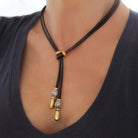 Ketten - Lederkette Damen vergoldet individuell tragbar Bali - 55cm Braunes Leder - 256_gold_silber - Beau Soleil Jewelry