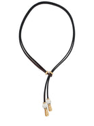 Ketten - Lederkette vergoldet mit Süsswasser Perlen individuell tragbar - 50cm Schwarzes Leder - Beau Soleil Jewelry