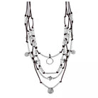 Lange Lederkette mit vielen Münzen Coins Gybsy Ibiza 214K - Schwarz - Halsketten - Beau Soleil Jewelry