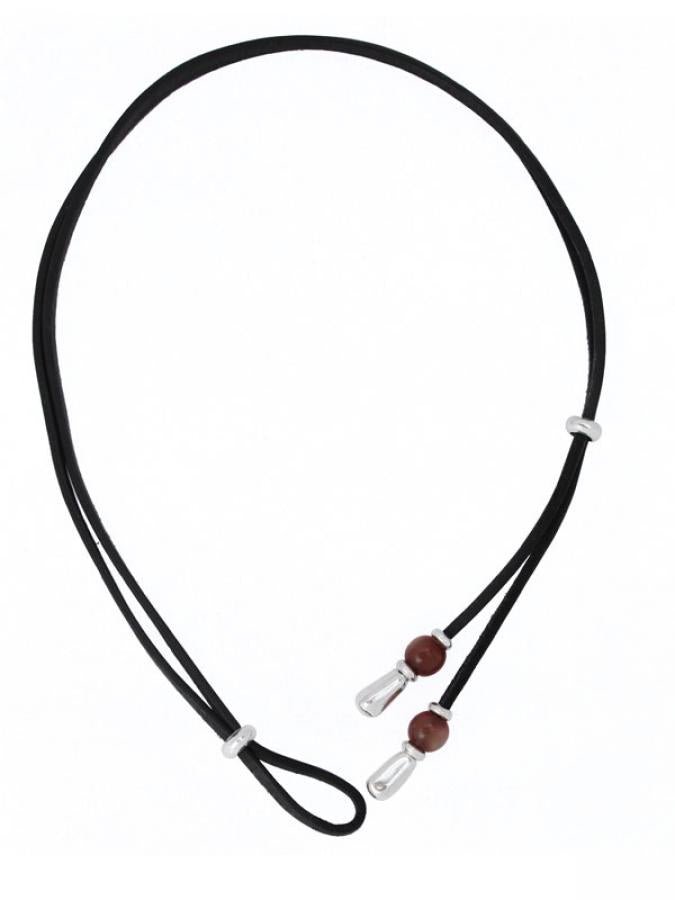 Elegante Damen Lederkette K256 mit Murano Glasperlen