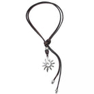 Lederkette mit Anhänger Sonne individuell tragbar - Braun - K255 - Beau Soleil Jewelry